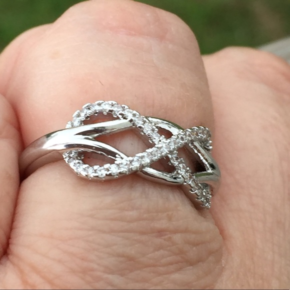 Infinity knot ring Crystal studded ring 925 silver - Picture 8 of 8